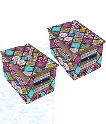 PrettyKrafts Premium Shirt Stacker Closet Organizer with Lid - Shirts and Clothing Organizer with Lids (Set of 2)-Multi Checks