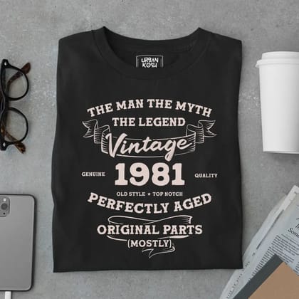 The Man The Myth The Legend Vintage 1981 Exclusive Premium T-Shirt-Black / S