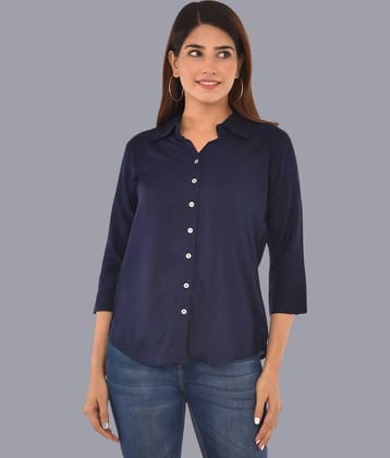 QuaClo Women Solid Rayon Shirt ( Blue )