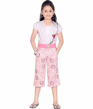 Sini Mini Girls Cotton Capris ( Pink )