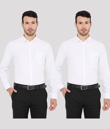 Maharaja - White Polyester Slim Fit Men's Casual Shirt ( Pack of 2 )