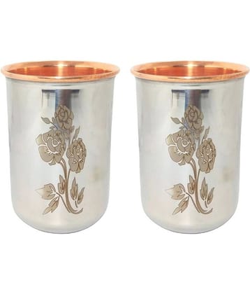 A & H ENTERPRISES - Copper Glasses Set 250 ml ( Pack of 2 )