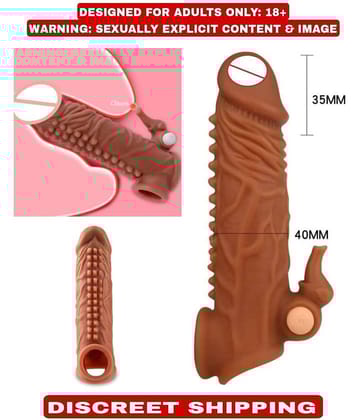6.7 Inch Jumbo Head Condoom Double Hole Vibrating Penis Sleeve For Men By Kamahouse