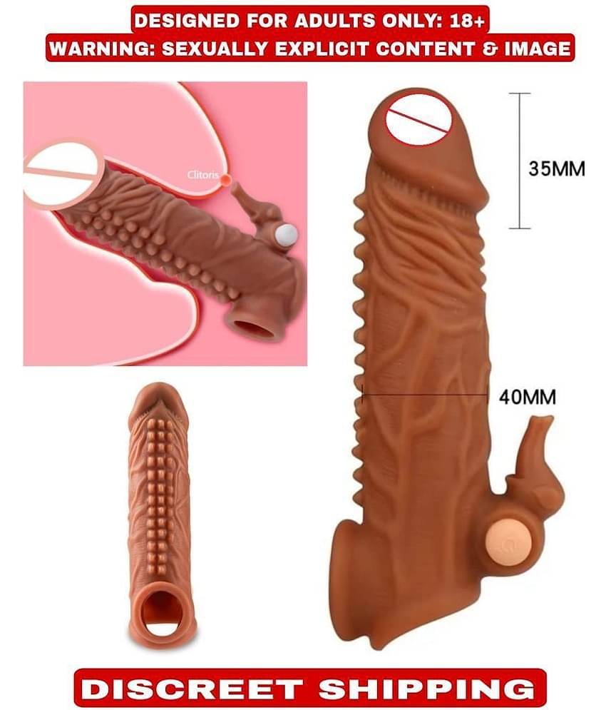 6.7 Inch Jumbo Head Condoom Double Hole Vibrating Penis Sleeve For Men By Kamahouse