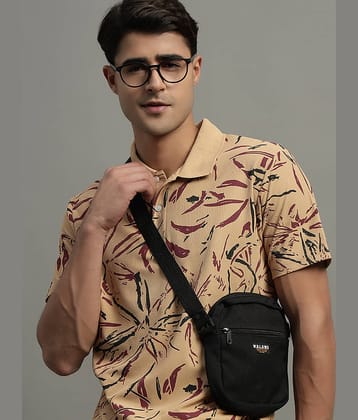 GET GOLF Men Cotton Blend Regular Fit Printed Polo T Shirt ( Beige )