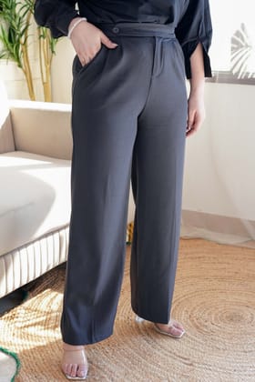 Nelson Grey Side Buttoned Trousers-26 waist