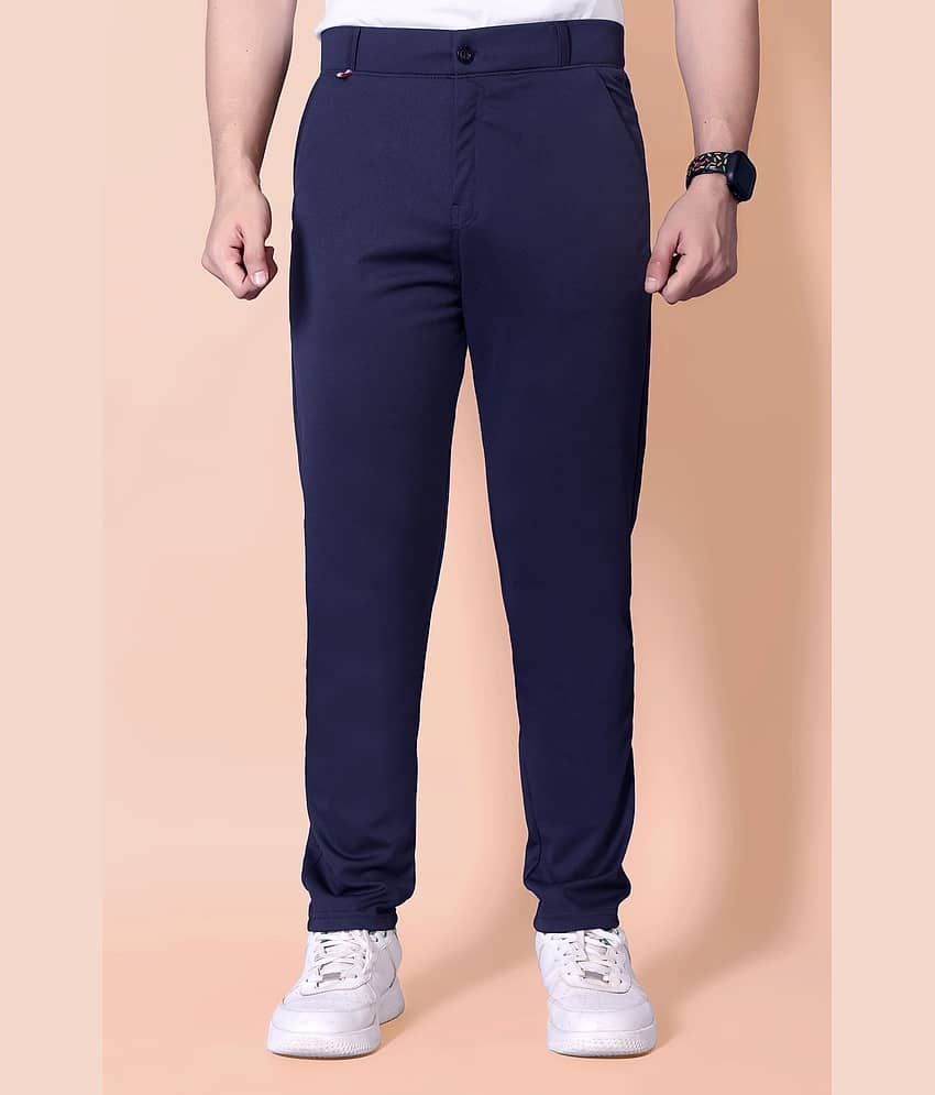 MATHAE Regular Flat Men's Chinos - Navy Blue ( Pack of 1 )