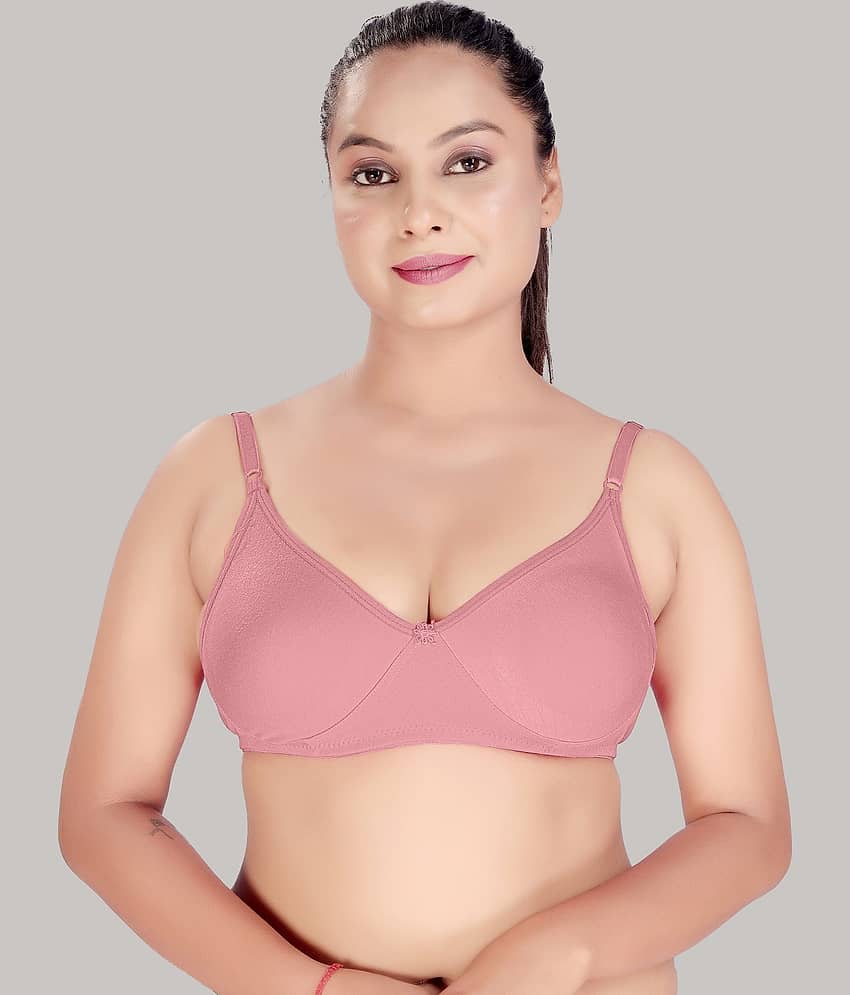HAYA Cotton Non Padded Women's Plunge Bra ( Pink )