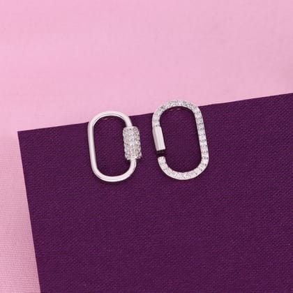 Asymmetric Chain Spark Dual Link Earrings-White Stone / Silver