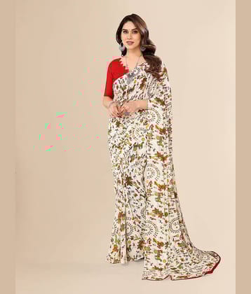 ANAND SAREES Georgette Printed Saree With Unstitched Blouse Piece ( Black )