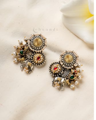 Dual Tone Silver Earrings CHE1974