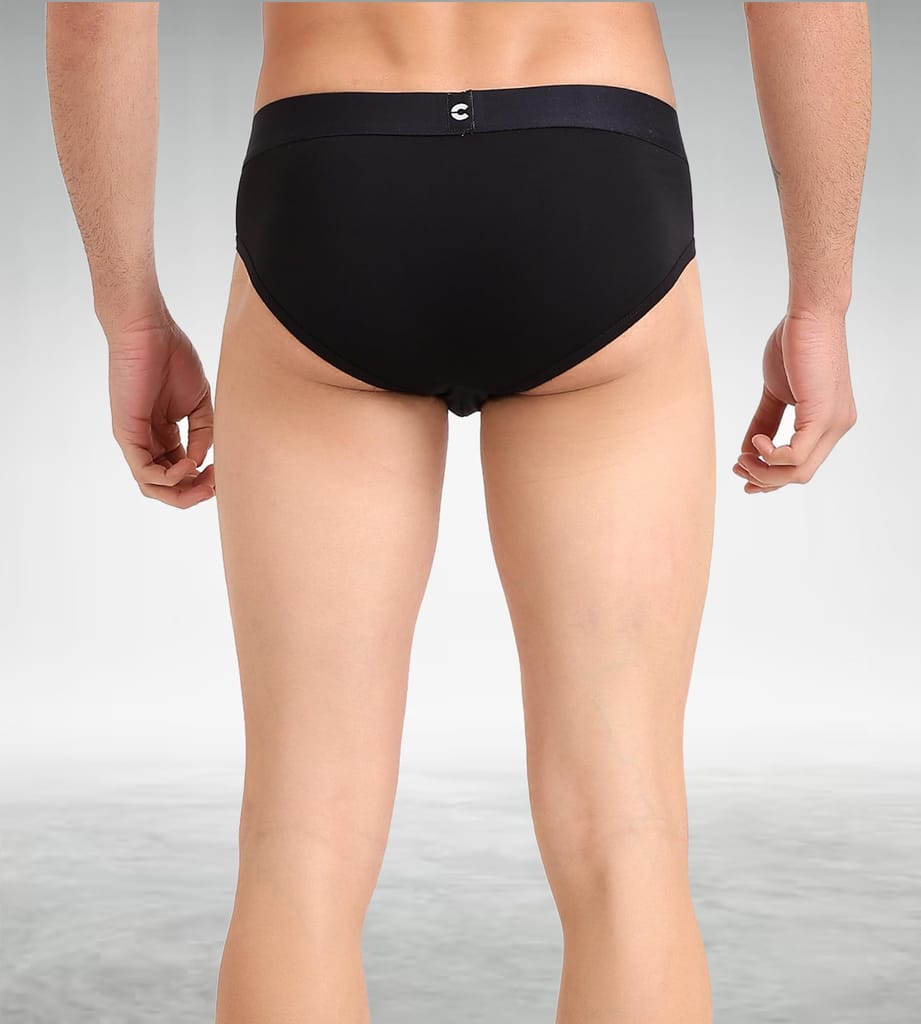 FREECULTR Men's Underwear Organic Cotton (Ultrasoft Waistband) Premium Snug-Fit Brief Pack of 2-Black,Brilliant Blue