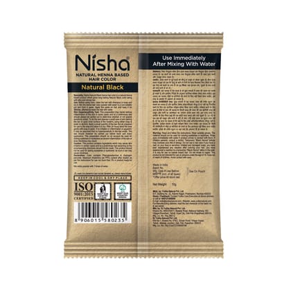 Nisha Henna Based Hair Color Natural Black 10gm Pack of 10, Ammonia Free Henna Powder Hair Colour Dye Black Hair Color