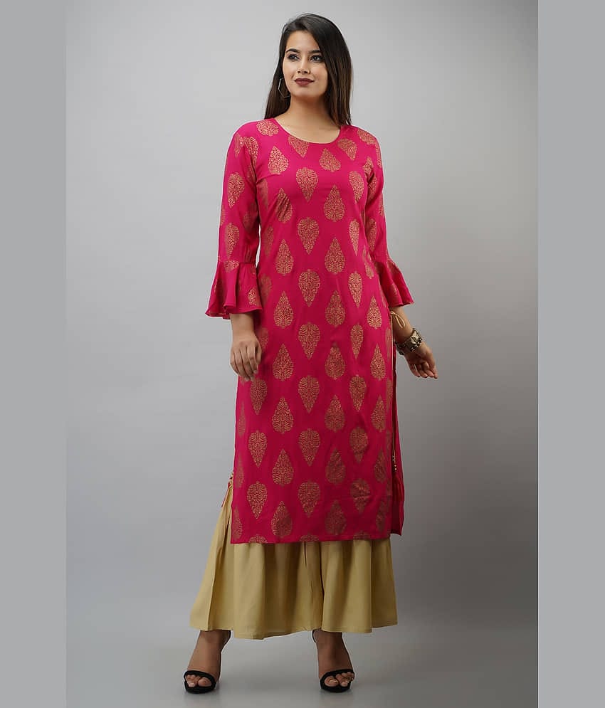 MAUKA - Red Straight Rayon Women's Stitched Salwar Suit ( Pack of 1 )