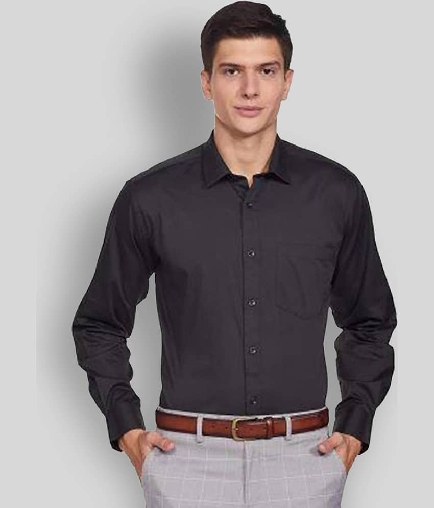Makhanchor - Black Cotton Slim Fit Men's Formal Shirt (Pack of 1)