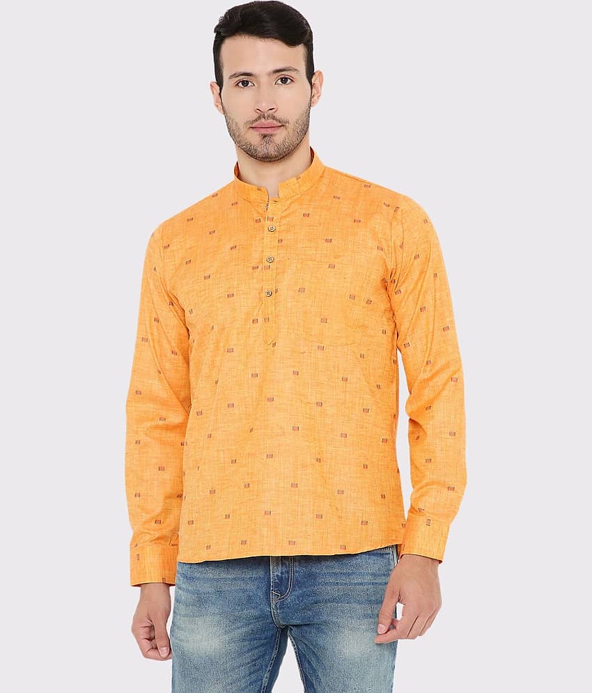 Maharaja - Orange Linen Men's Regular Kurta ( Pack of 1 )