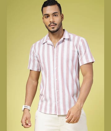 Rigo Cotton Blend Slim Fit Striped Half Sleeves Men's Casual Shirt - Pink ( Pack of 1 )