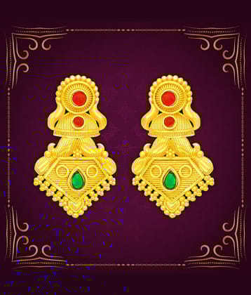 LUV FASHION Golden Drop Earrings ( Pack of 1 )