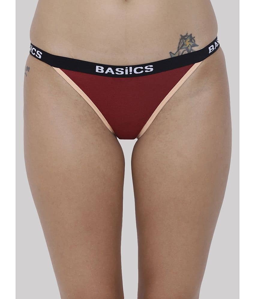BASIICS By La Intimo Cotton Lycra Solid Women's Crotchless ( Maroon ) BCPBR09