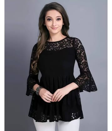 Shcon Women's Net Peplum Top ( Blue )