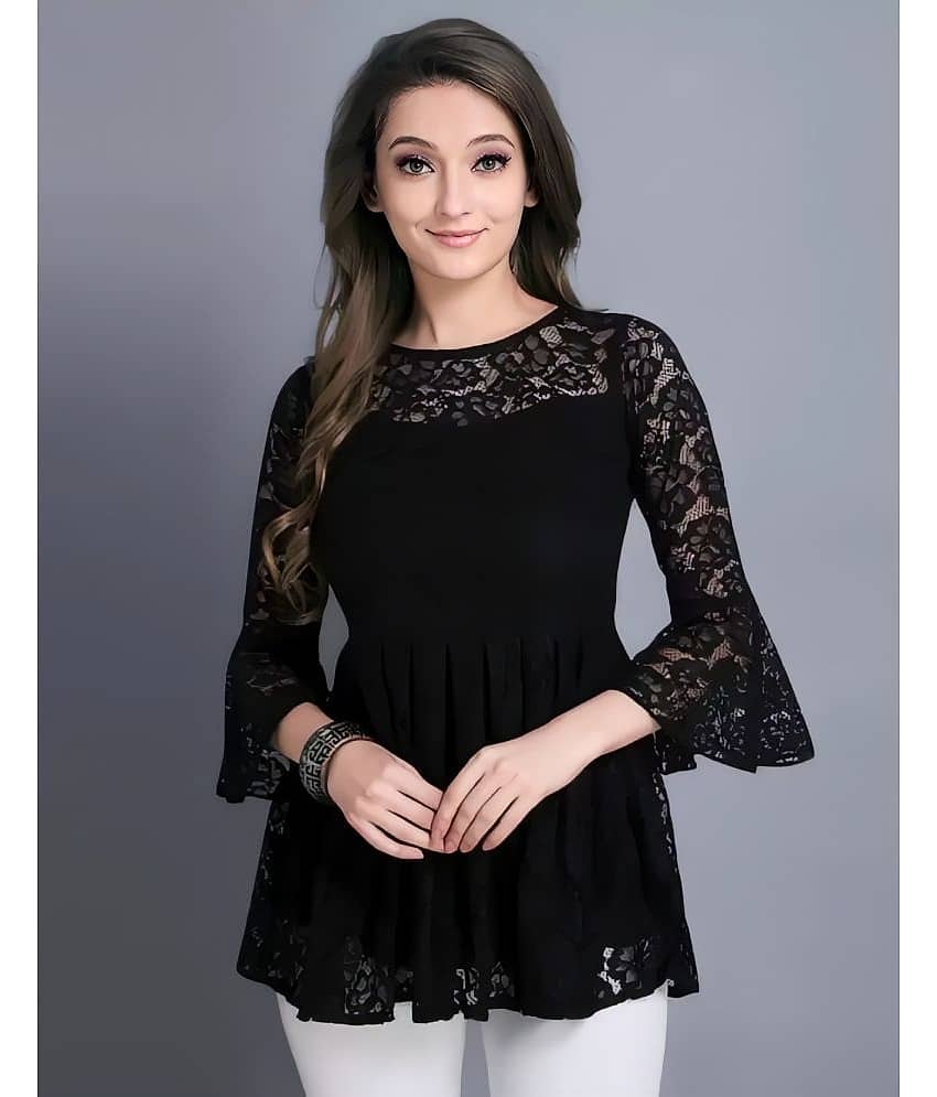Shcon Women's Net Peplum Top ( Blue )