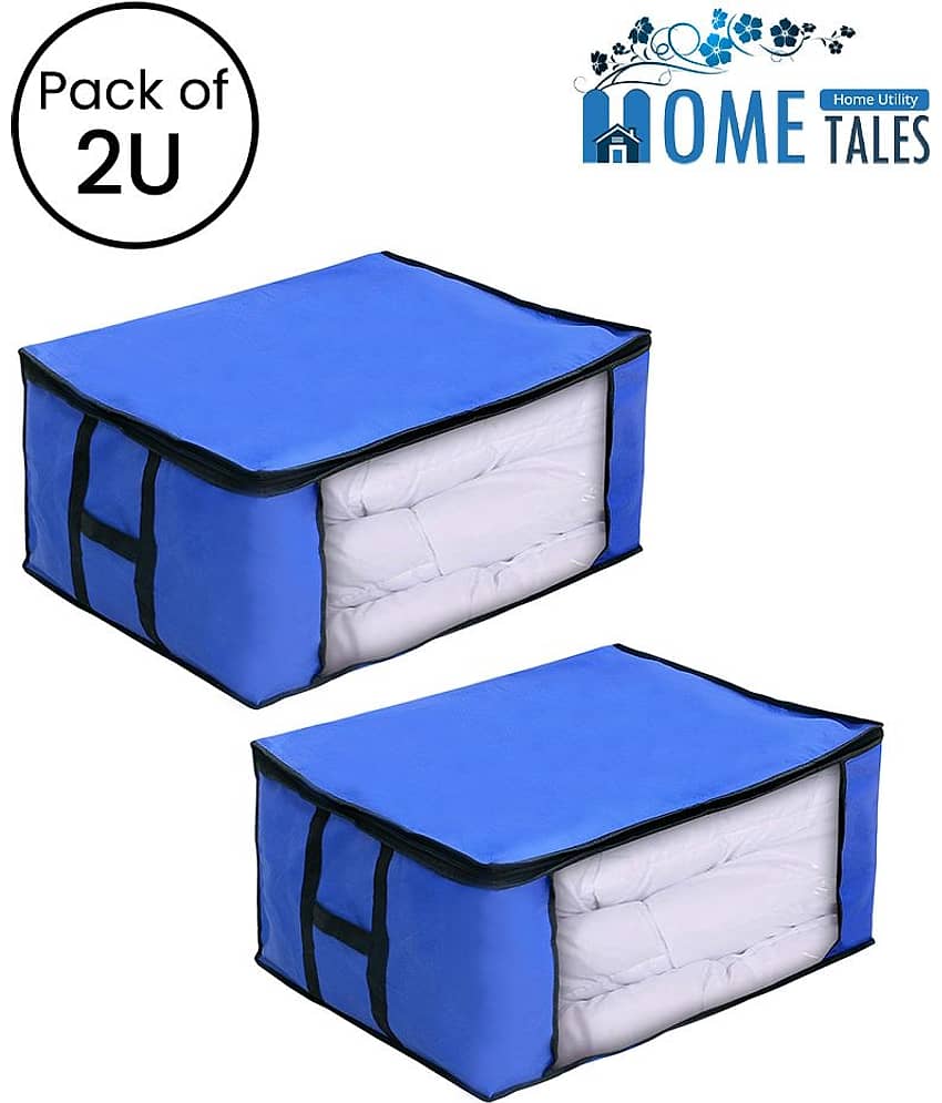 Non-Woven Saree Cover / Cloth Storage & Organizer with Transparent Window,Blue (2U)
