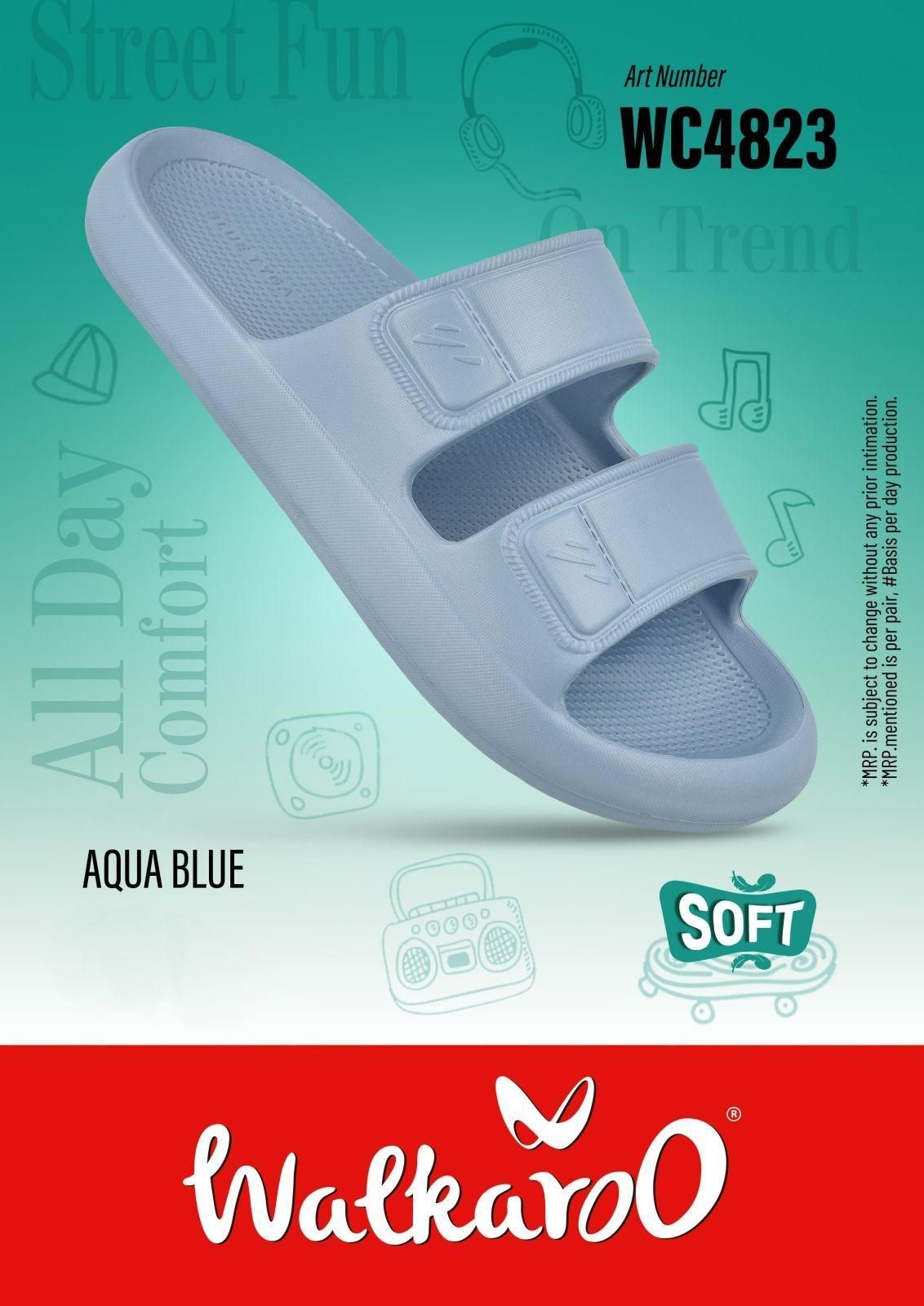 Walkaroo WC4823 Aqua Blue G No 10 Mens Slides