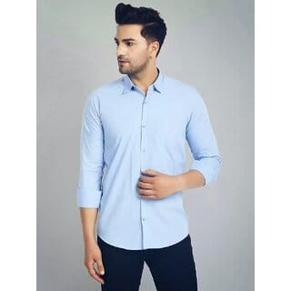 Baleshwar Men Sky Blue Solid Formal Shirt (Pack of 1 )