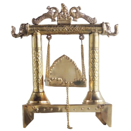 Brass Laddu Gopal Jhula for Puja ? Krishna Swing Statue, Height : 12.6 Inch (ASMAS227 B)