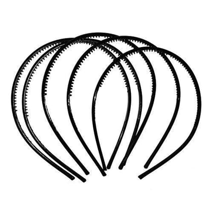 Aliza Set Of 12 Plastic Hair Bands for Girls & women (MEDIUM, BLACK)