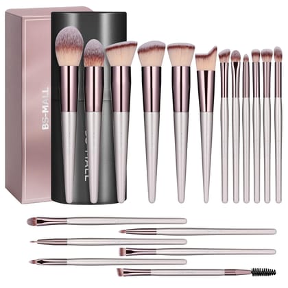 BS-MALL Makeup Brush Set 18 Pcs Premium Synthetic Foundation Powder Concealers Eye shadows Blush Makeup Brushes with black case (C CHAMPANE) BS-MALL Makeup Brush Set 18 Pcs Premium Synthetic Foundation Powder Concealers Eye shadows Blush Makeup Brushes w