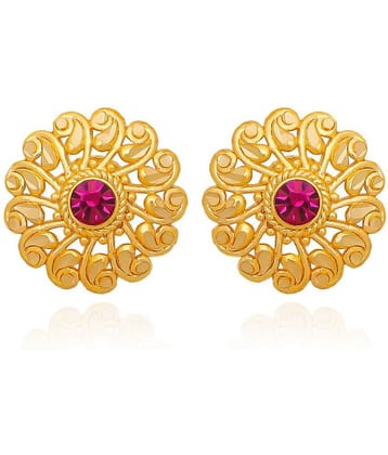 LUV FASHION Golden Stud Earrings ( Pack of 1 )