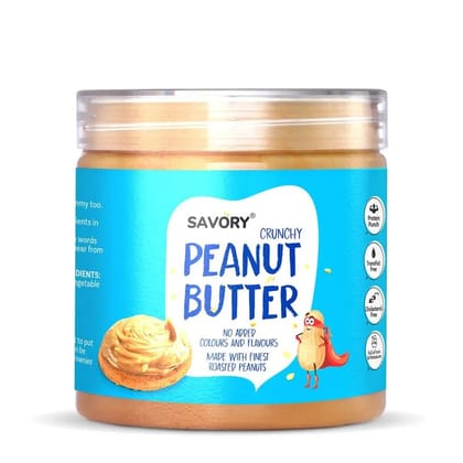 Savory Crunchy Peanut Butter (400g) | Made with Finest Roasted Peanuts | No Added Colors or Flavors | High in Protein | Cholesterol Free, Trans Fat Free & Keto Friendly | Ready to Eat