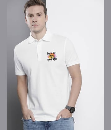 GET GOLF Pack of 1 Cotton Blend Regular Fit Printed Half Sleeves Men's Polo T Shirt ( White )