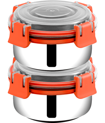 BOWLMAN Steel Orange Food Container ( Set of 2 )