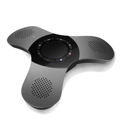 Conference Speaker with Microphone 360°Voice Pickup USB-C Speakerphone Home Office Compatible Skype/Teams/Zoom Noise Cancelling Omnidirectional Meeting Room Bluetooth Speaker with Mic for 10 People Black