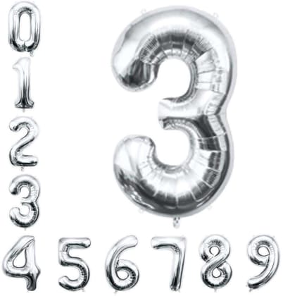 16" Numerical 3 Silver Balloon