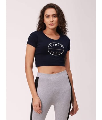 De Moza Women's Cotton Crop Top ( Navy Blue )