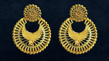 Bilasita Collection Gold Toned Circular Drop Earrings | Intricate Filigree Design | Ethnic Party Wear