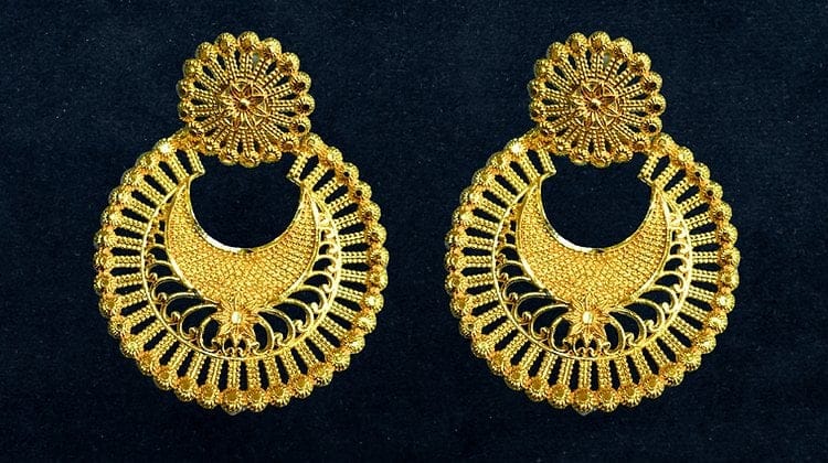 Bilasita Collection Gold Toned Circular Drop Earrings | Intricate Filigree Design | Ethnic Party Wear