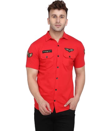 Tfurnish Cotton Blend Regular Fit Printed Half Sleeves Men's Casual Shirt - Red ( Pack of 1 )