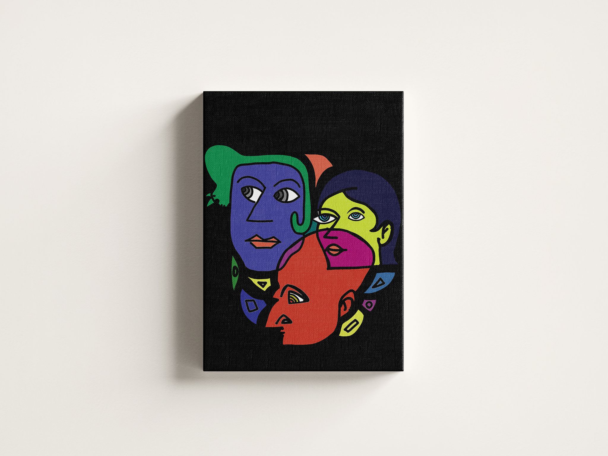 FURNISHUB Dynamic Faces in Abstract | Vibrant Modern Wall Art | Abstract Art Painting For Home Decor | Wall Decor Painting | Home Decor Articles | Ideal Gifts