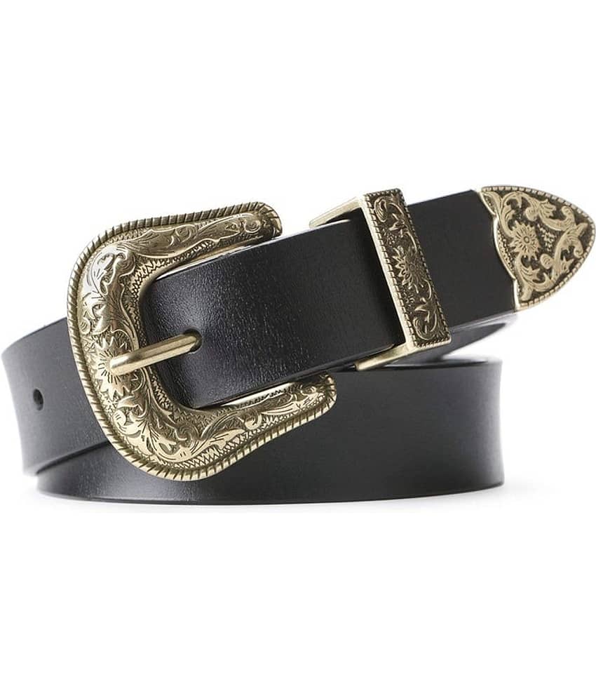 Loopa Women's Black Leather Casual Belt ( Pack of 1 )