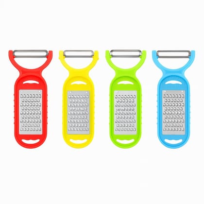 2-in-1 Grater and Peeler � Multicolor (Pack of 4) � Small Size, Stainless Steel Blade � Compact Vegetable Peeler & Cheese Grater � Travel-Friendly and Easy to Carry � Ginger, Garlic, Turmeric, Etc. 2-in-1 Grater and Peeler � Multicolor (Pack of 4) � Small Size, Stainless Steel Blade � Compact Vegetable Peeler & Cheese Grater � Travel-Friendly and Easy to Carry � Ginger, Garlic, Turmeric, Etc.