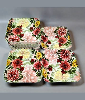 kitchrox 12 Pcs Melamine Multi Color Quarter Plate