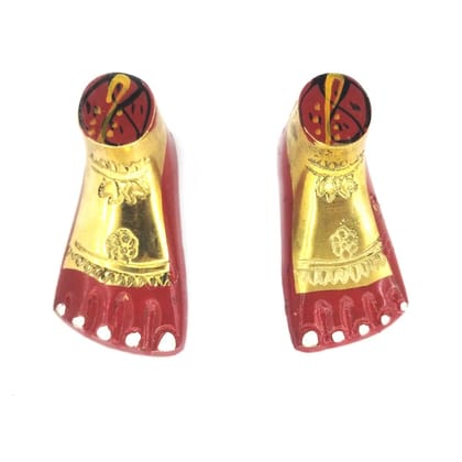 MAYAPURI Pital Tara Pith/Jay Bhavani Brass Feet, Maa Kali Charan, Brass (1 Pair)
