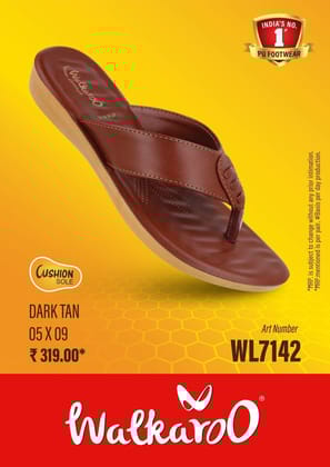 Walkaroo WL7142 Dark Tan L No 9 Ladies Slipper