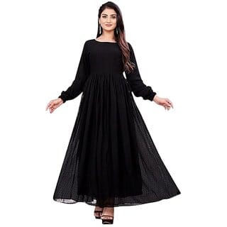 SARINKU Georgette Gown Dress for Women Stylish Western Gown Long One Piece for Girl and Women
