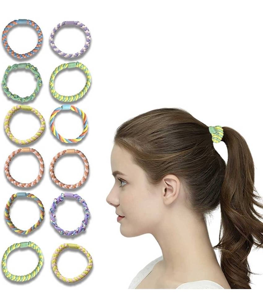 Stretchable Braided Elastic Rubber Bands, 12Pcs (Multi)