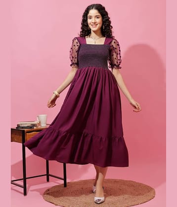 Sheetal associates Women Crepe Solid Fit & Flare Dress ( Purple )